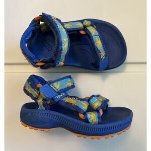 Teva Hurricane 2 Toddler Sandals Size 4 Blue Orange Crabs Water Beach Summer